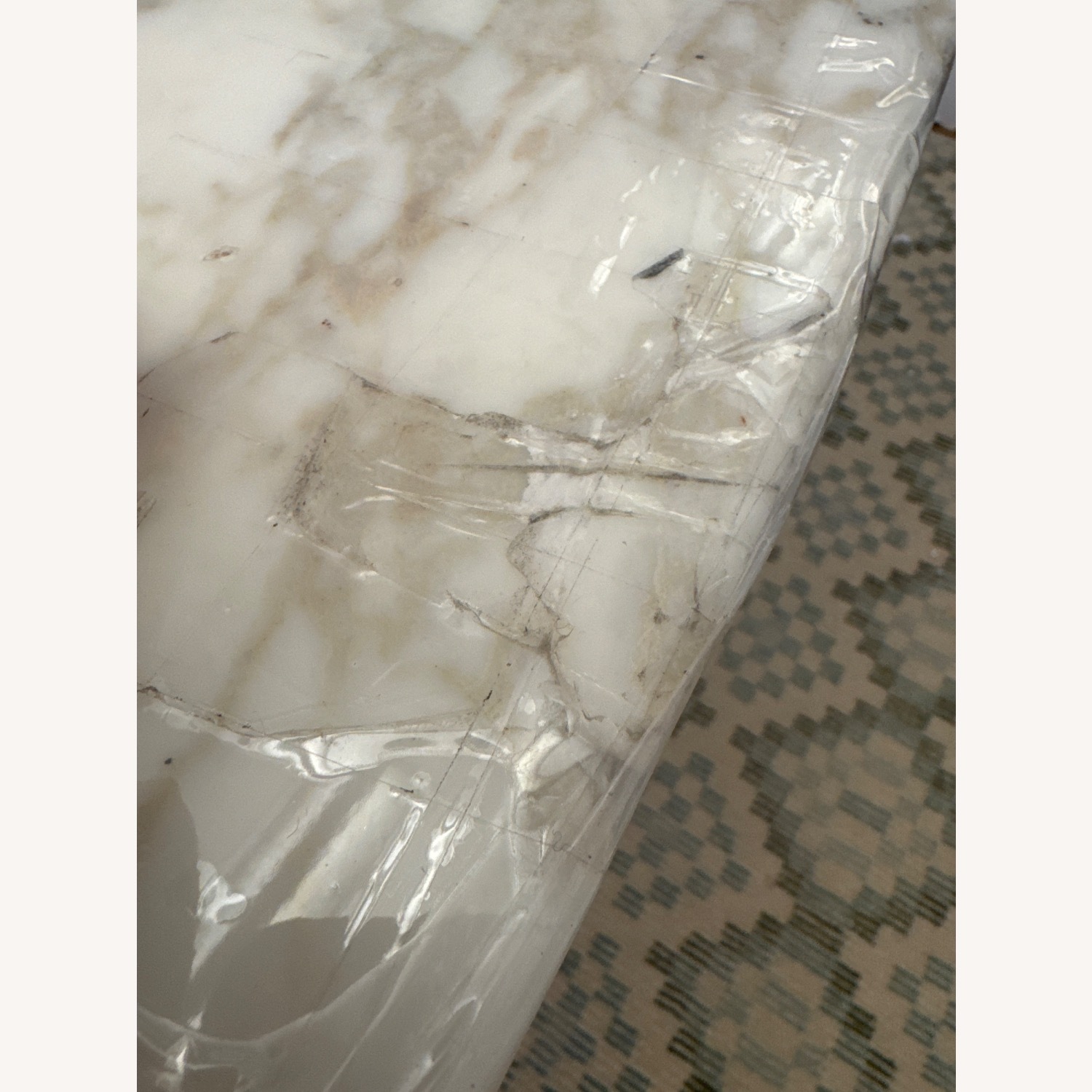 White Carrara Marble Dining Table, Oval - image-4