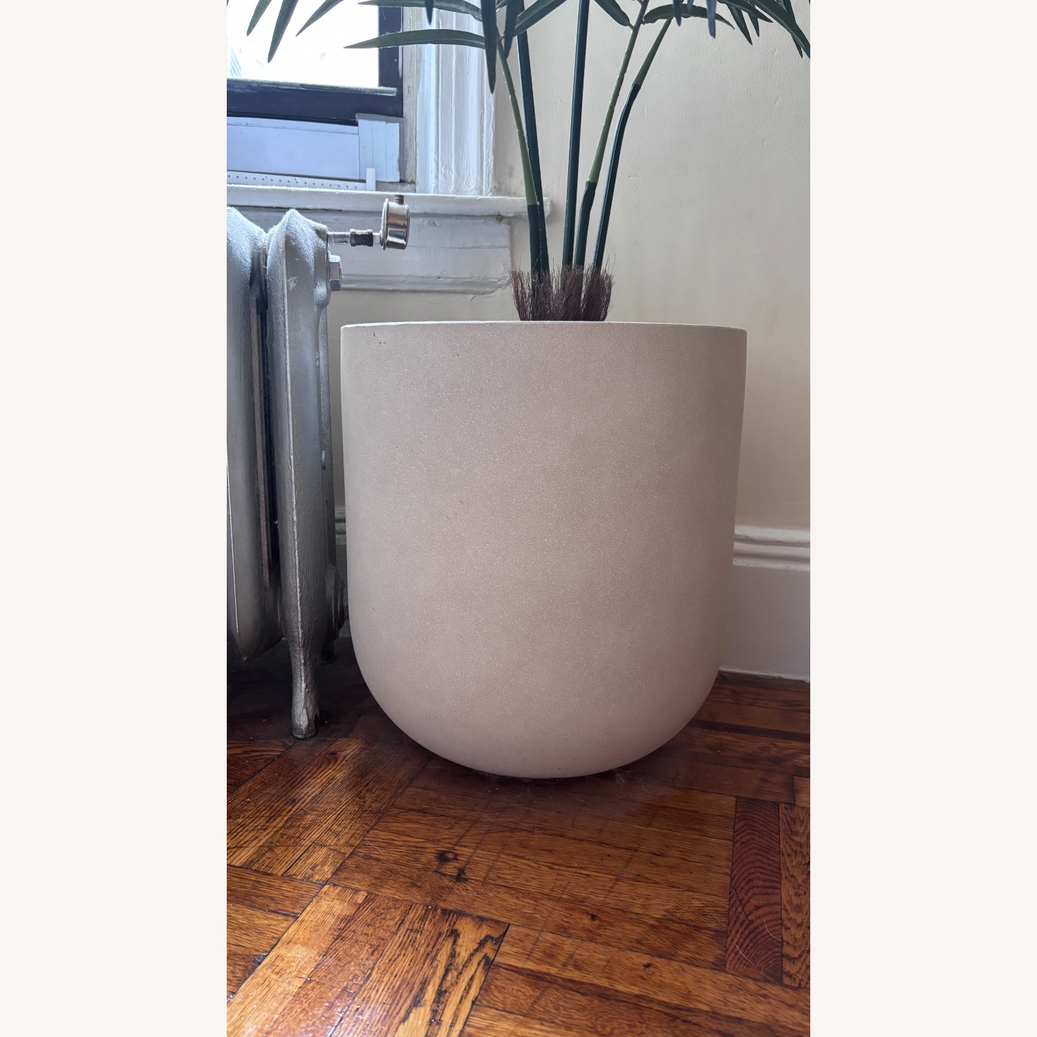 West Elm Radius Planter with Faux Fan Palm Tree - image-3