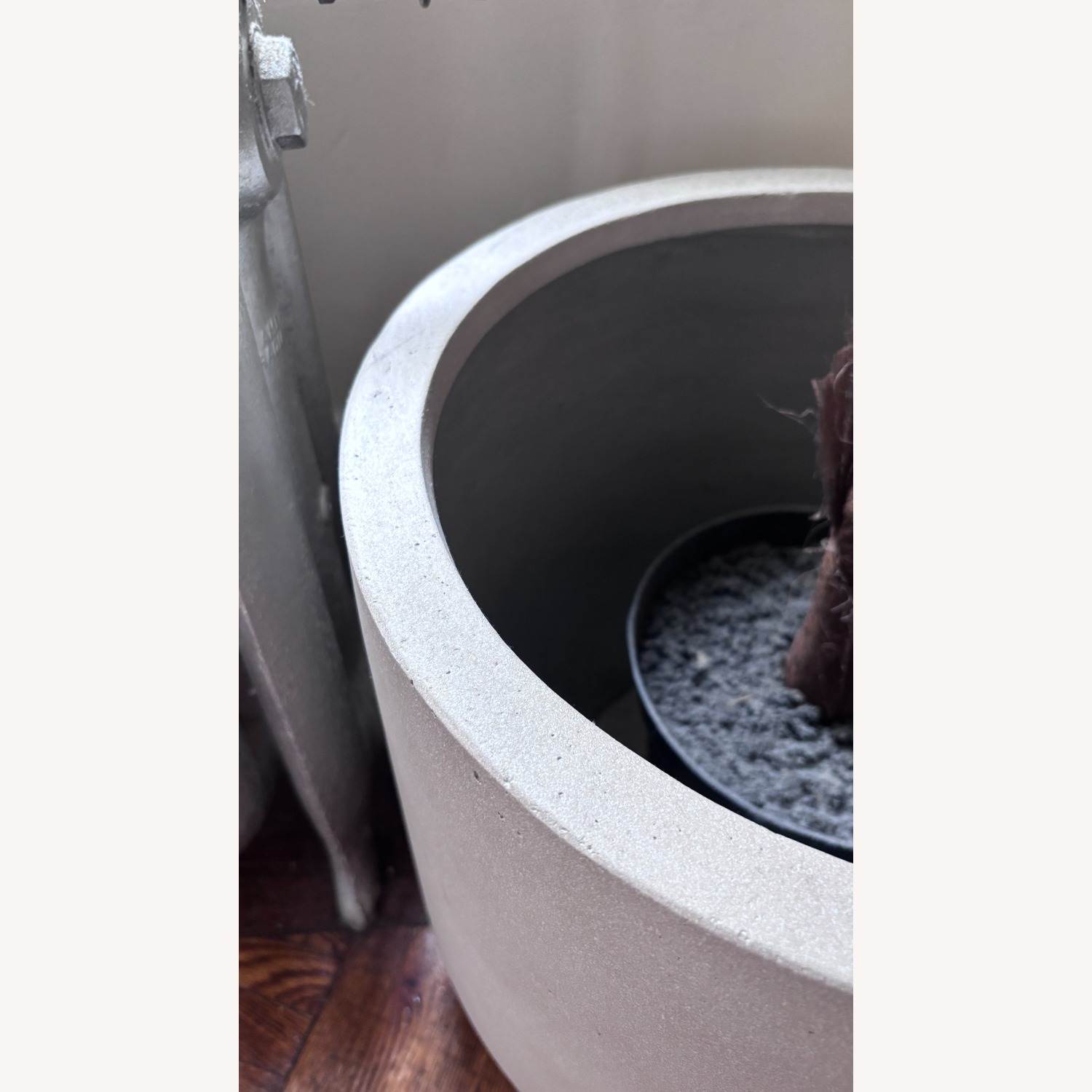 West Elm Radius Planter with Faux Fan Palm Tree - image-1