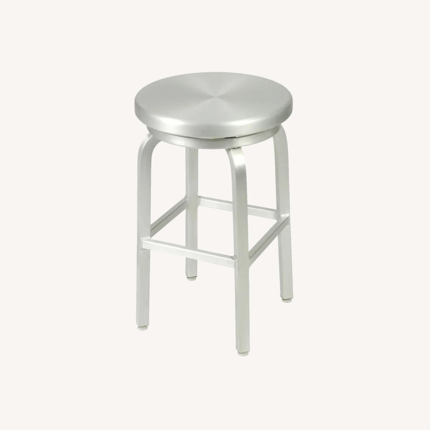 Crate & Barrel Brushed Aluminum Stools - image-4