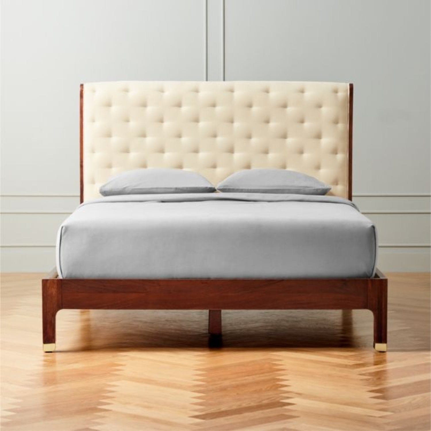 CB2 Crosby Tufted White Velvet and Wood Queen Bed - image-4
