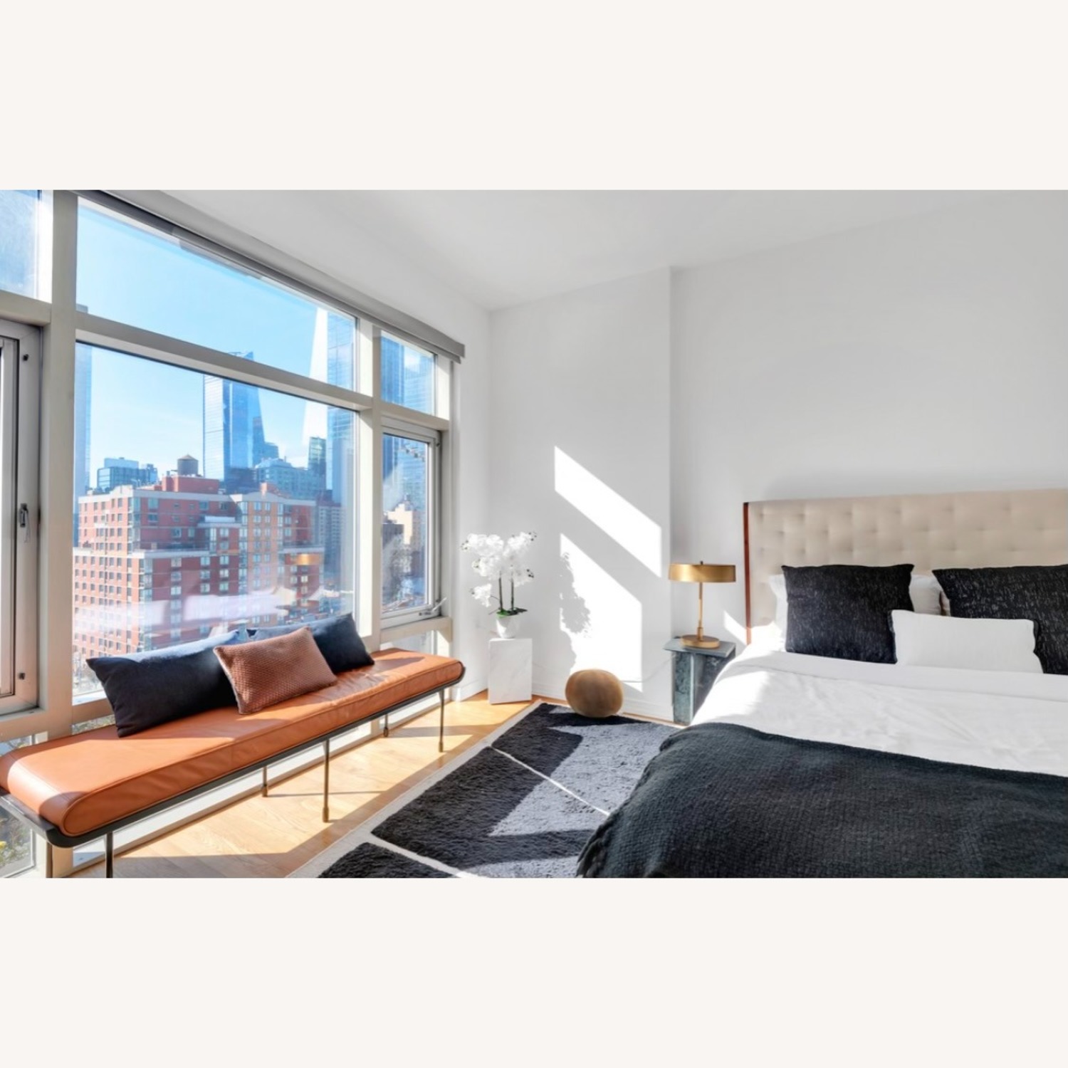 CB2 Crosby Tufted White Velvet and Wood Queen Bed - image-1