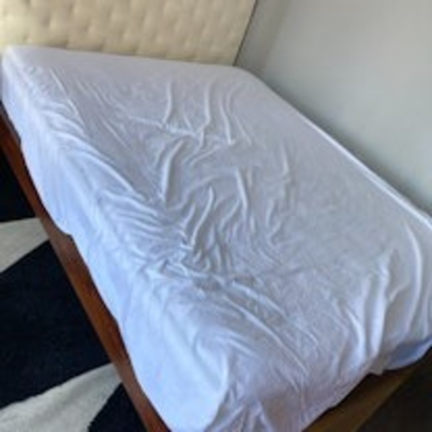 CB2 Crosby Tufted White Velvet and Wood Queen Bed - image-2