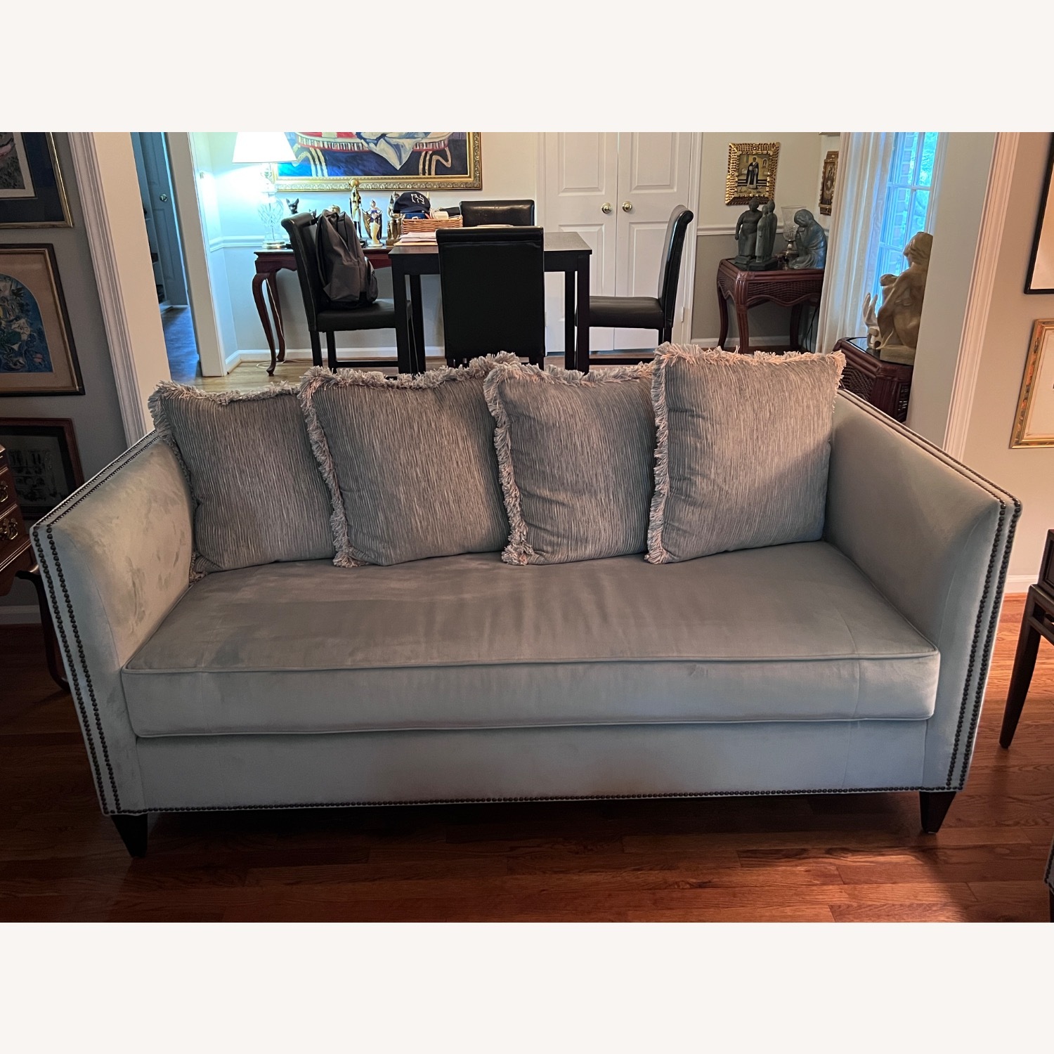 Thomasville Blue Velvet 3 Seater Sofa - image-2
