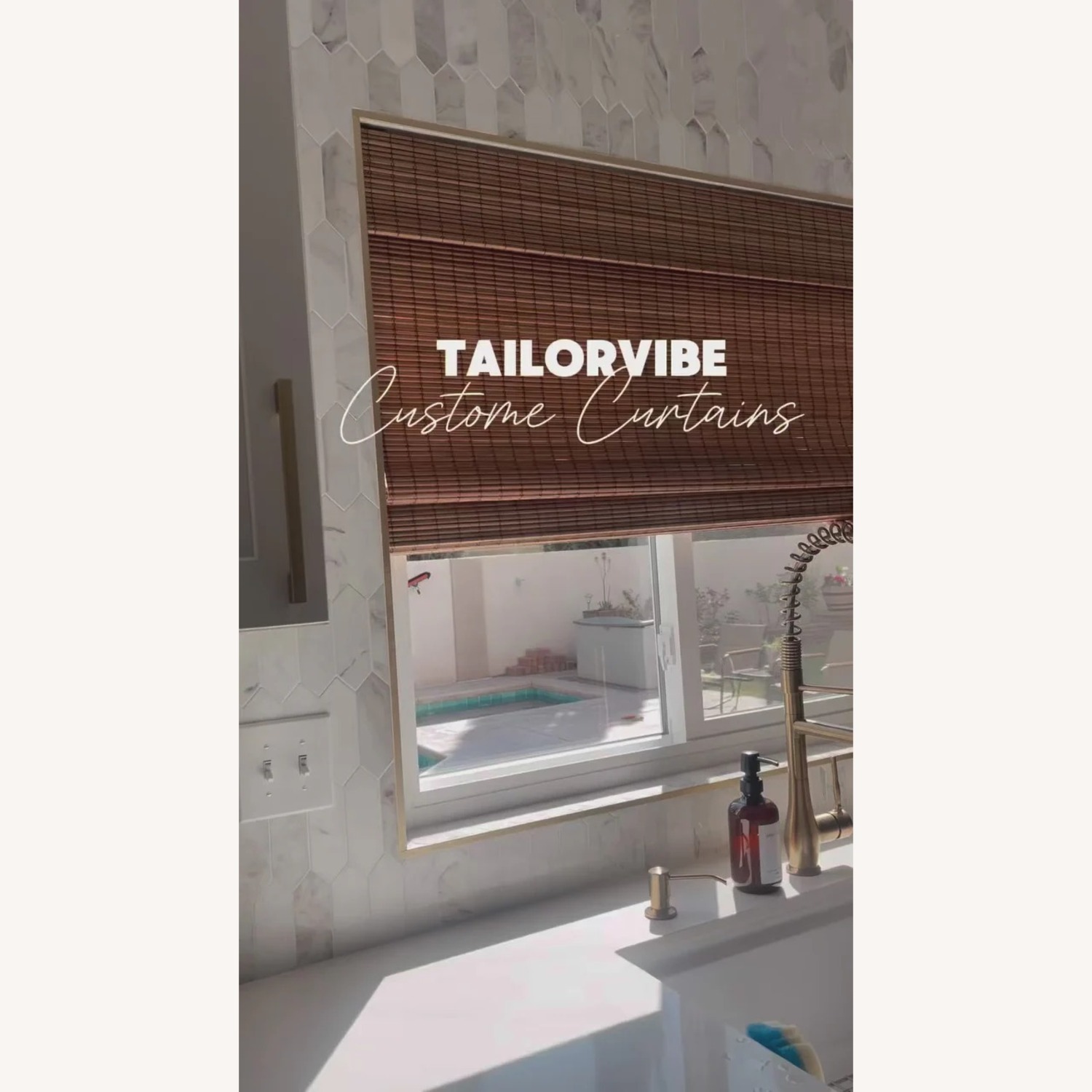 Bamboo Roman Style Blinds / Shade 87" W 63" H - image-1