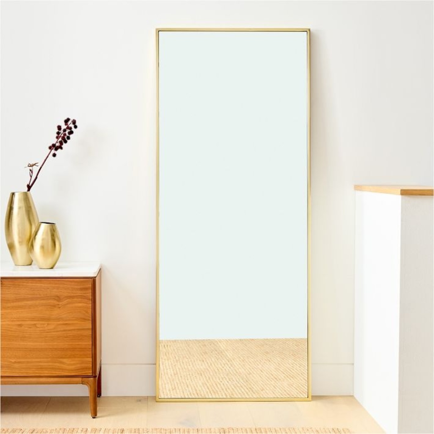 West Elm Brass Floor Mirror - image-4
