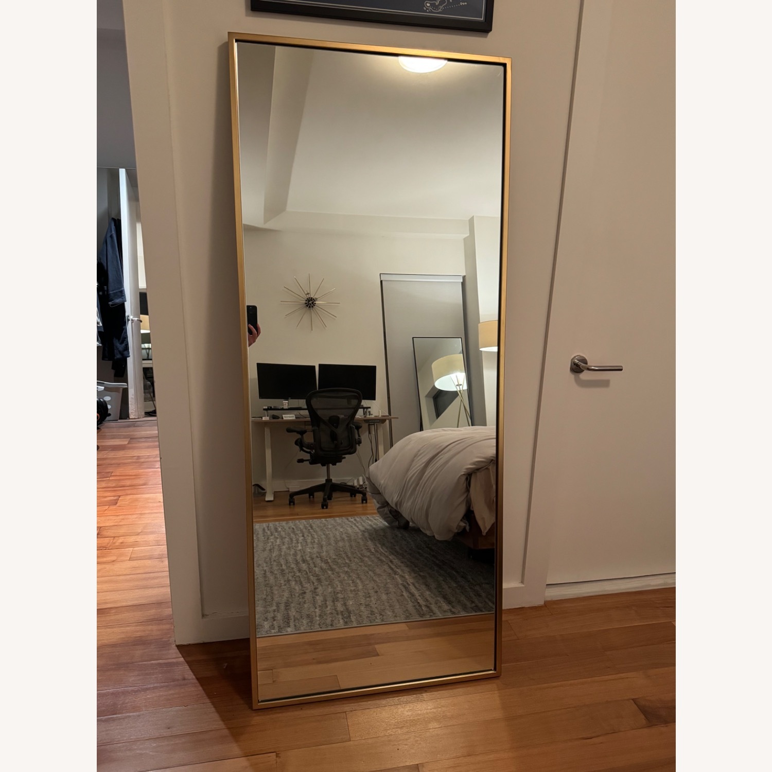 West Elm Brass Floor Mirror - image-1