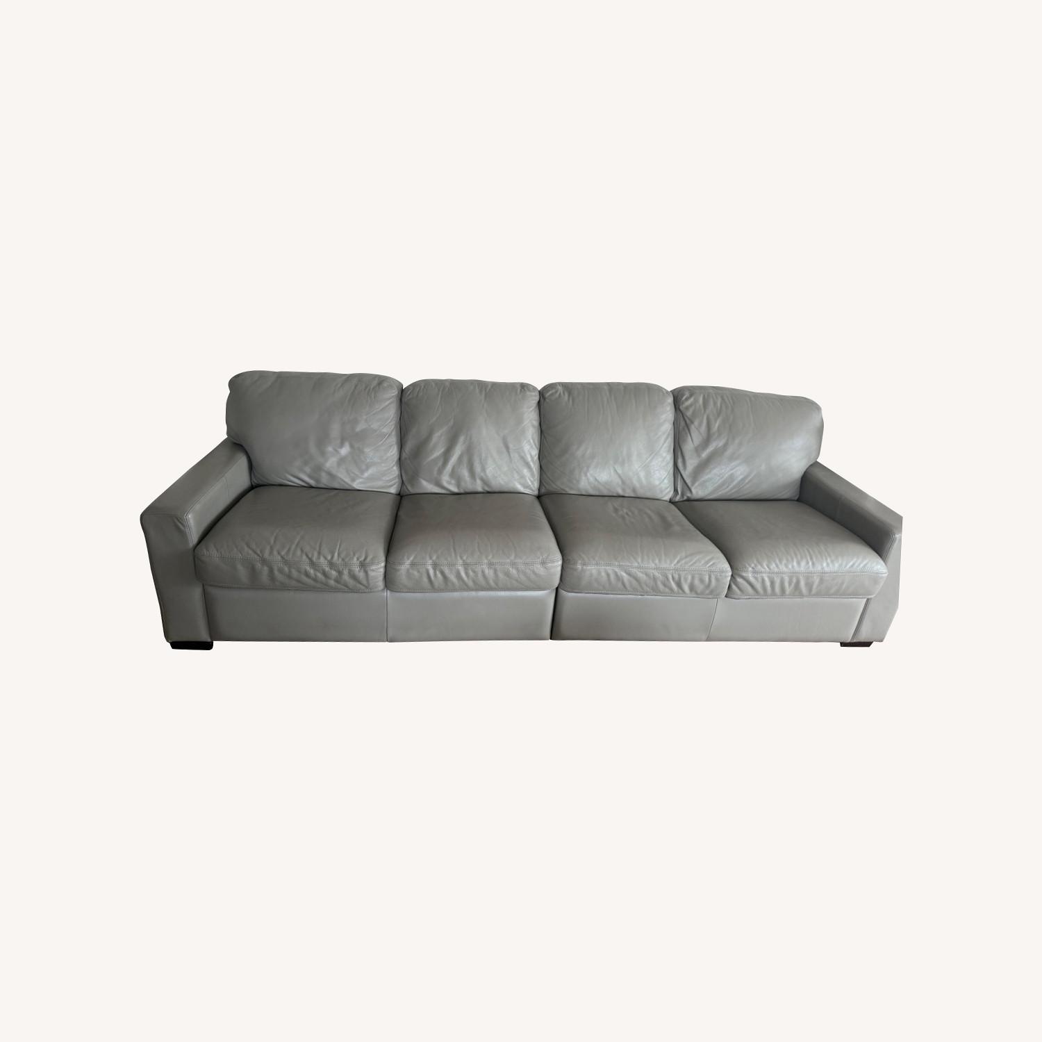 Pallicer Dove Gray Leather Sofa - image-0
