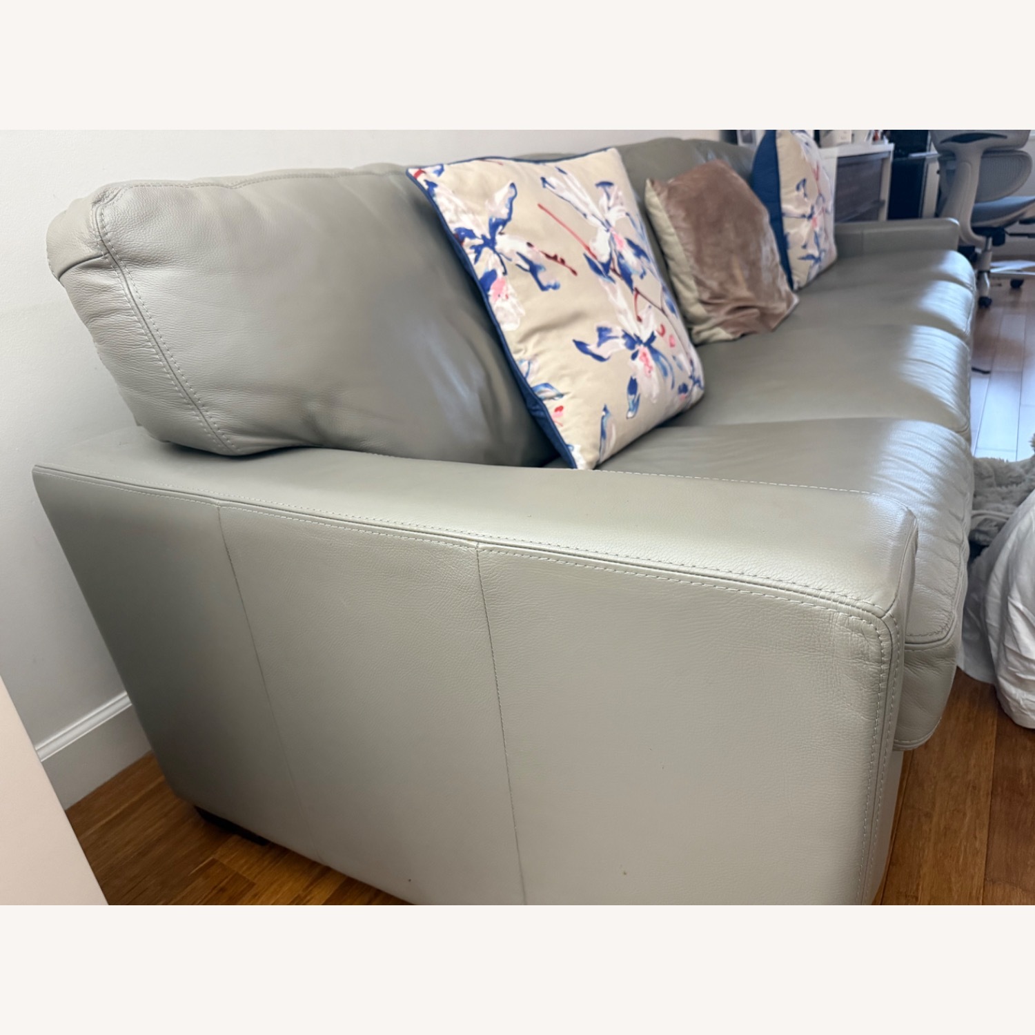 Pallicer Dove Gray Leather Sofa - image-2