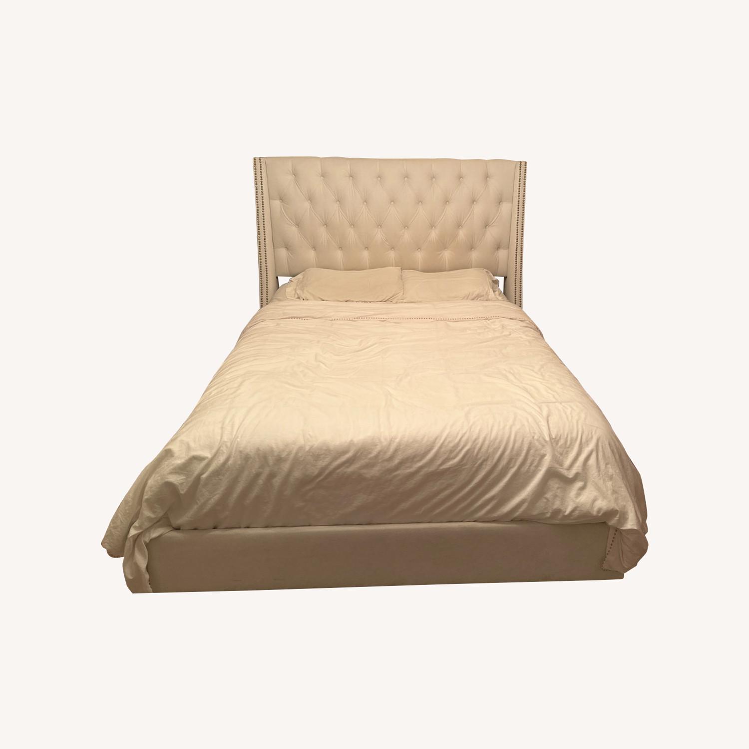 Wayfair White Tufted Velvet Queen Bed - image-0