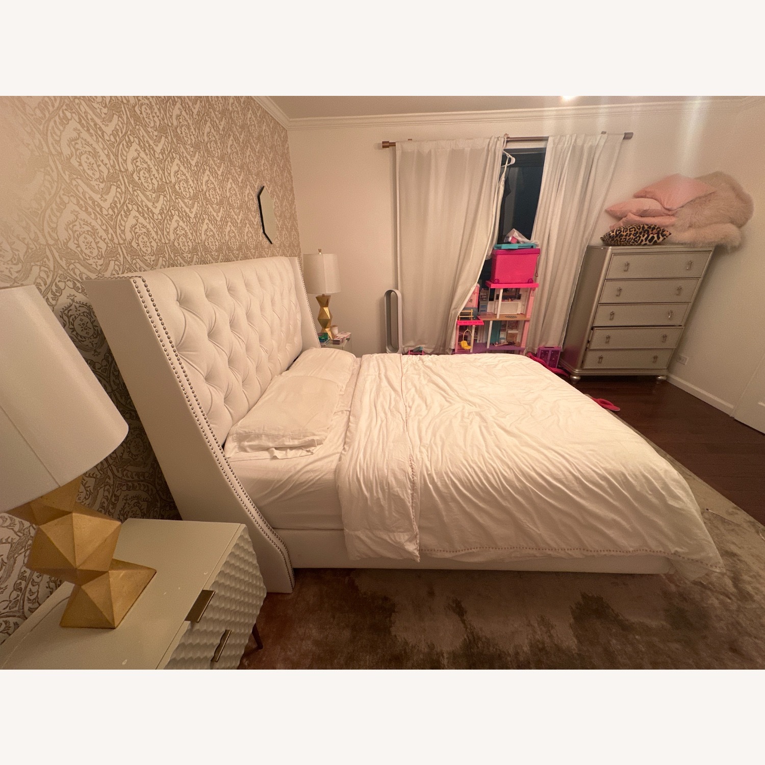 Wayfair White Tufted Velvet Queen Bed - image-3