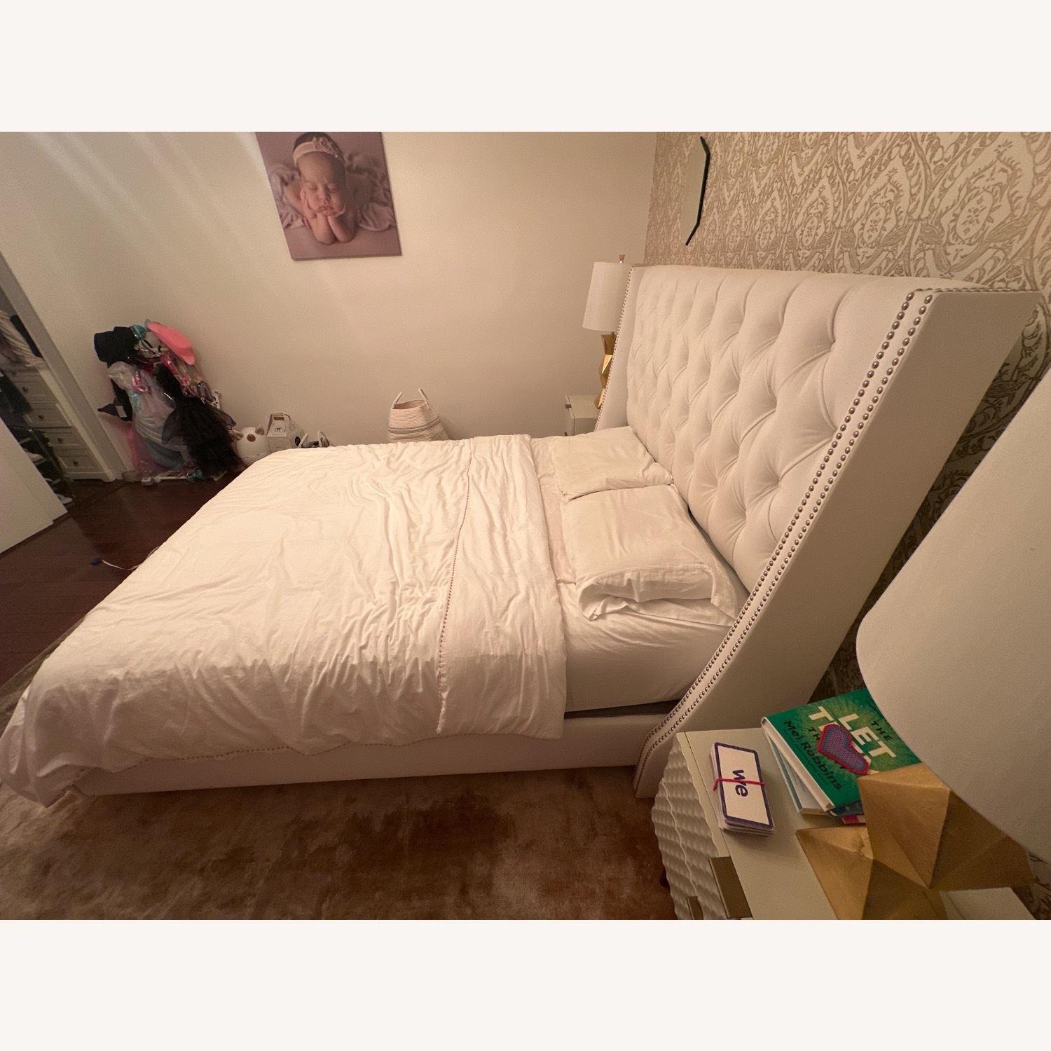 Wayfair White Tufted Velvet Queen Bed - image-4
