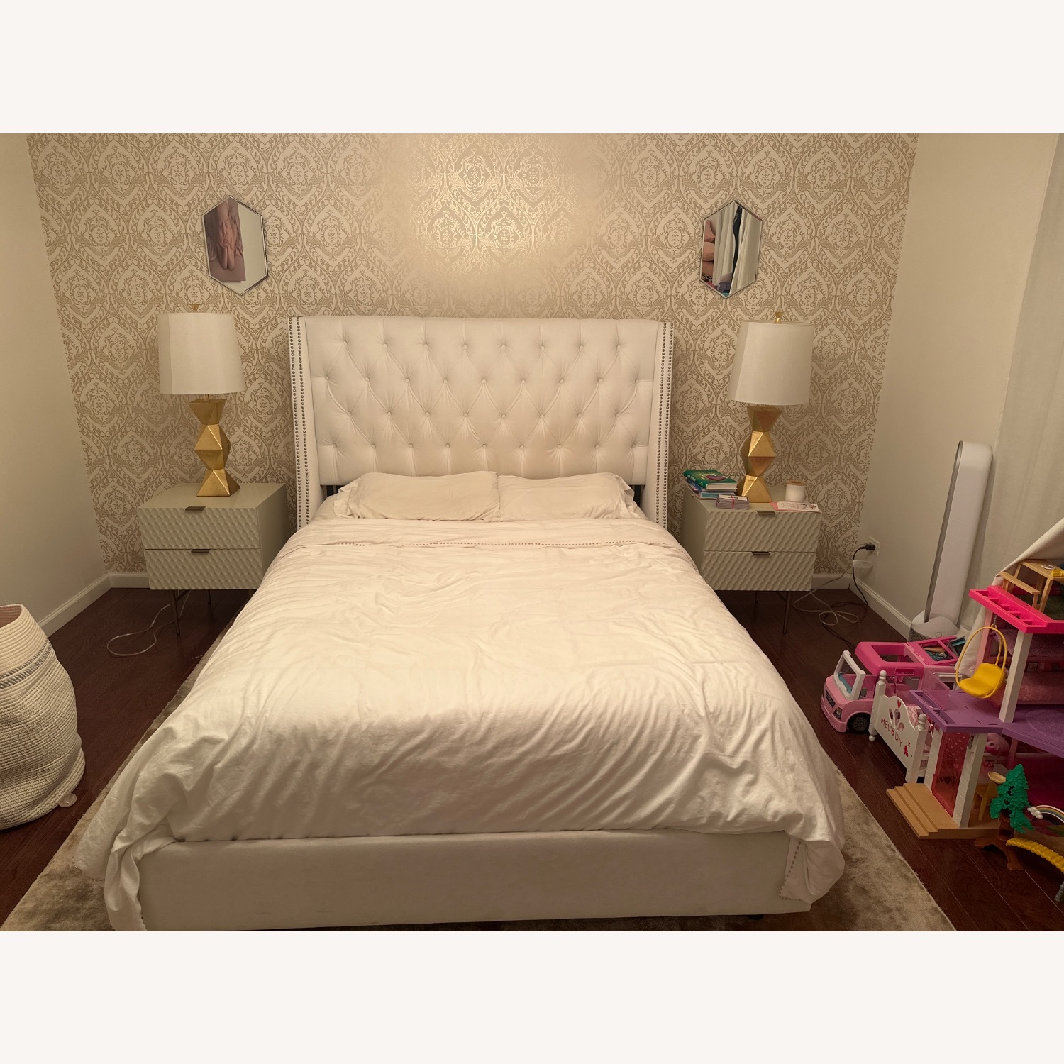 Wayfair White Tufted Velvet Queen Bed - image-2