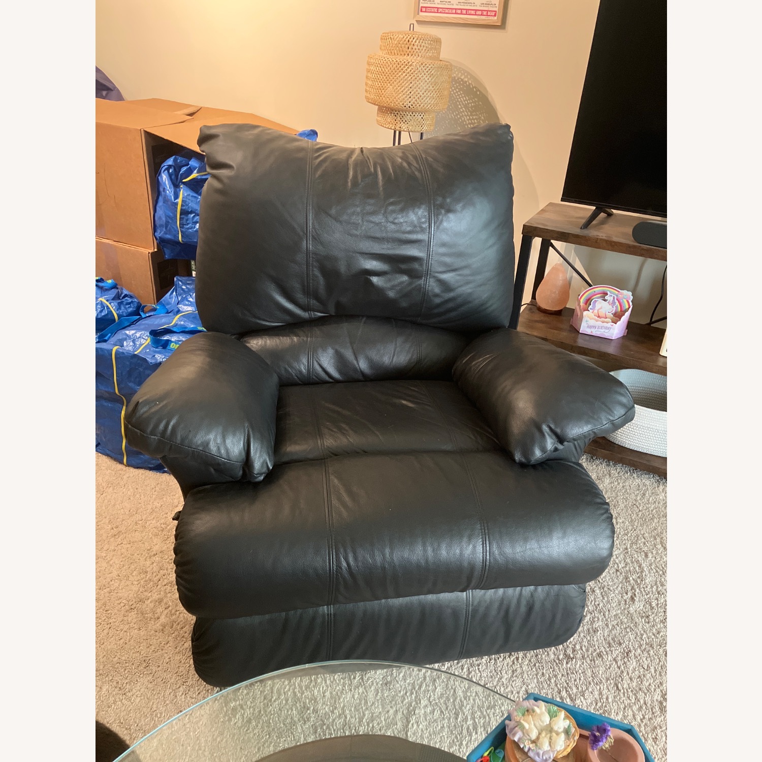 Overstuffed Faux Leather Recliner - image-0