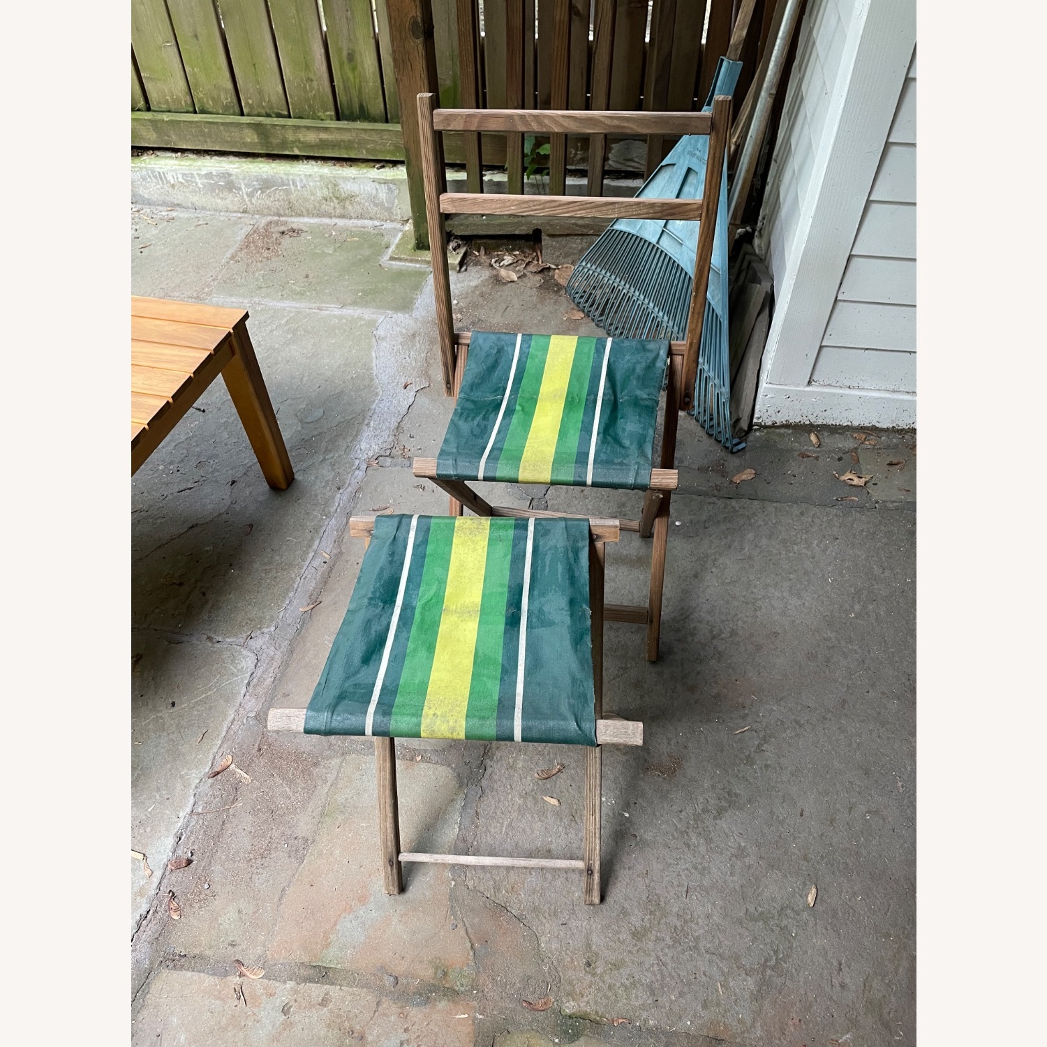 Vintage Camp Chair and Stool - image-4