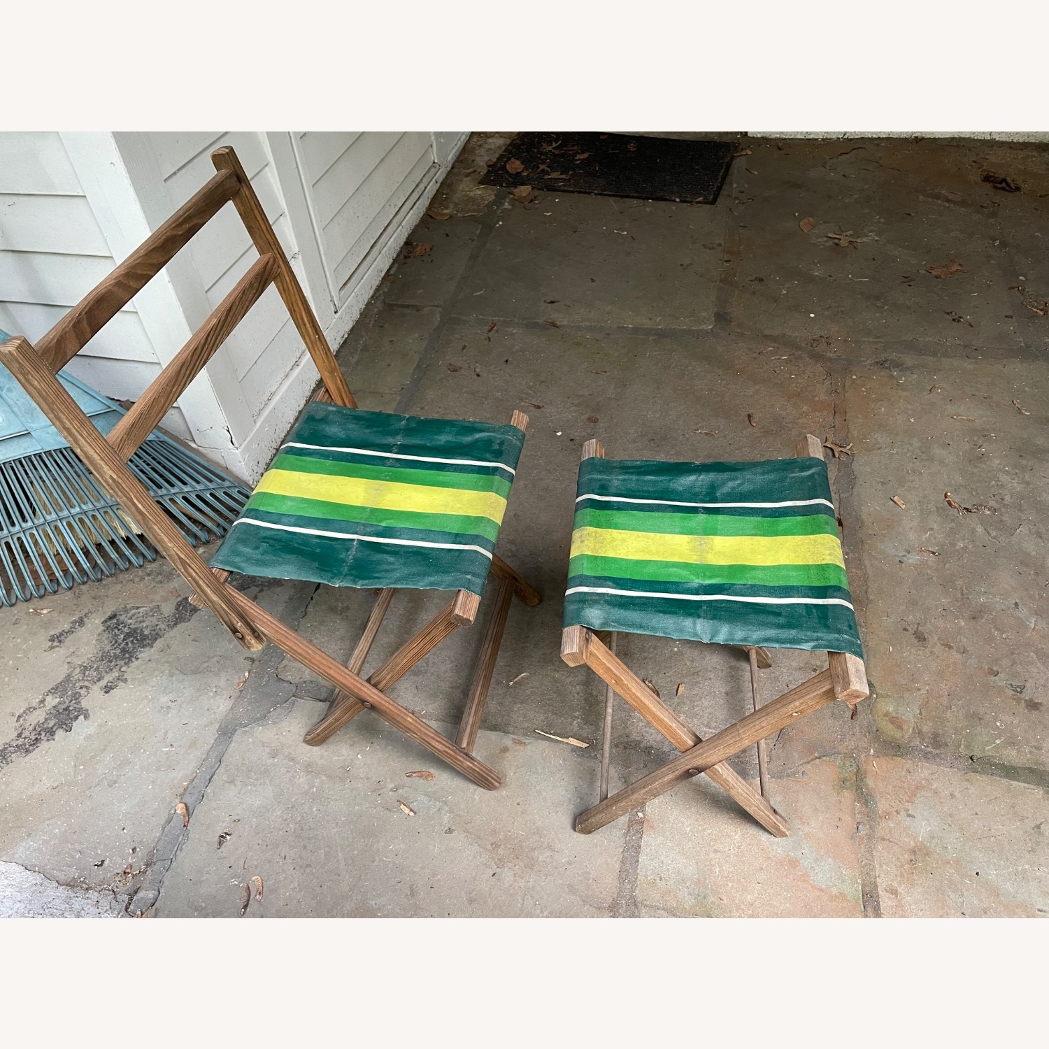 Vintage Camp Chair and Stool - image-1