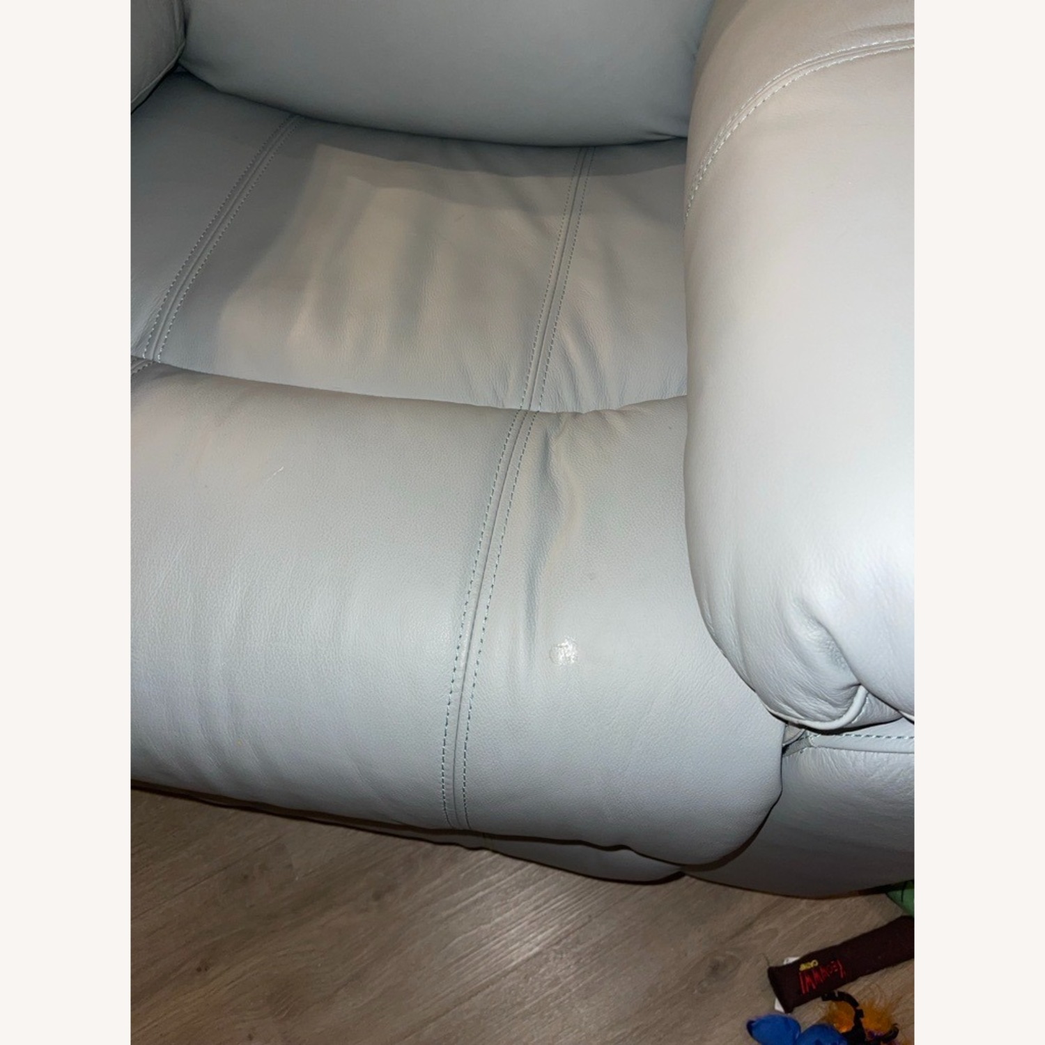 Bob's Discount Furniture Light Blue Leather Sofa  - image-5