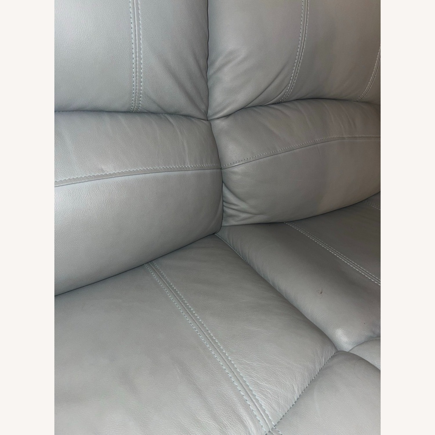 Bob's Discount Furniture Light Blue Leather Sofa  - image-7