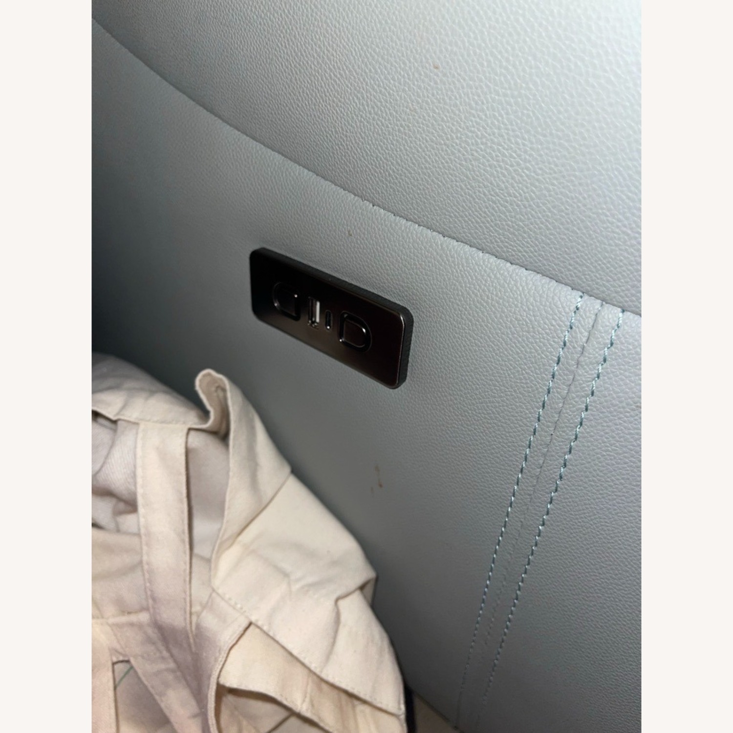 Bob's Discount Furniture Light Blue Leather Sofa  - image-8