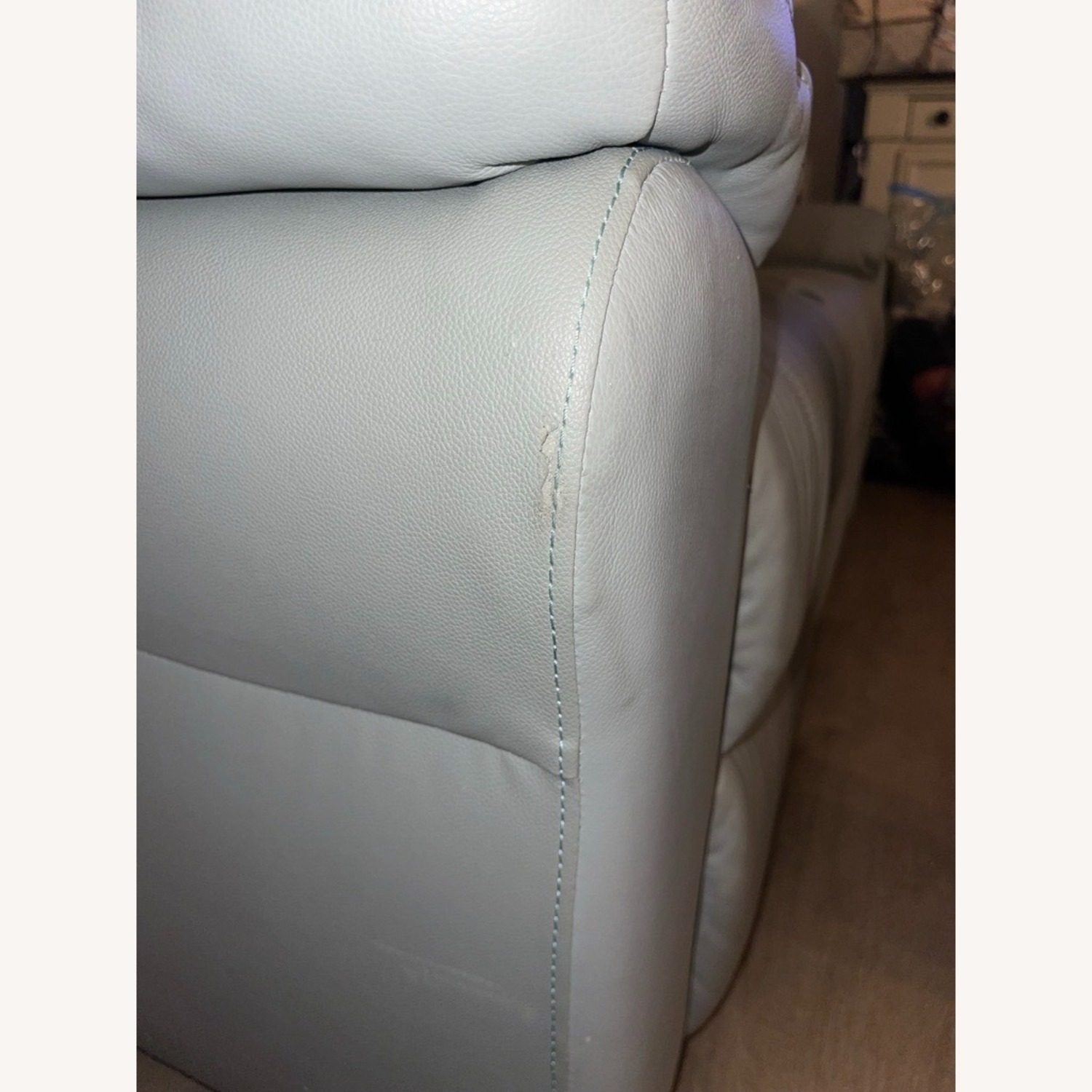 Bob's Discount Furniture Light Blue Leather Sofa  - image-9