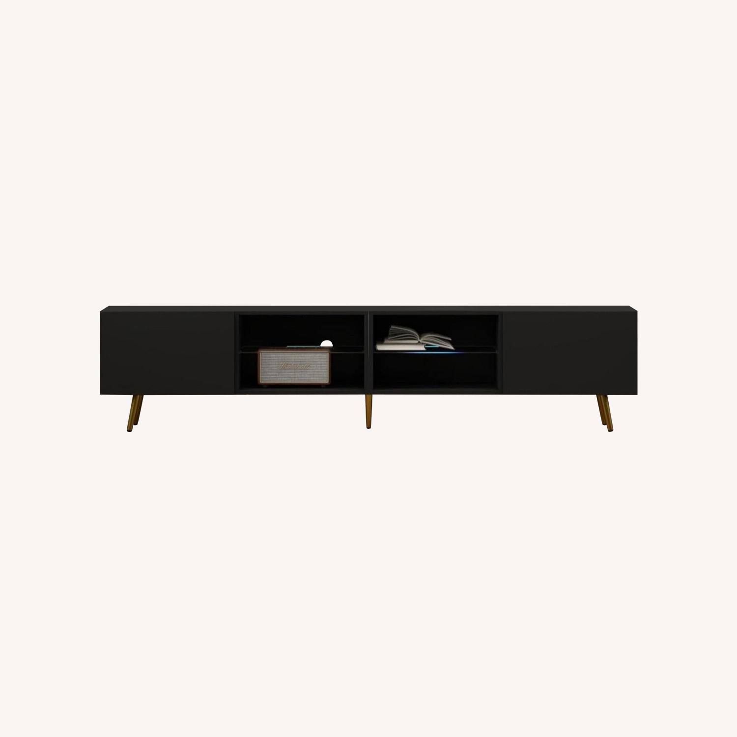 Modern 86" TV Stand with LED Lights & Storage - image-0