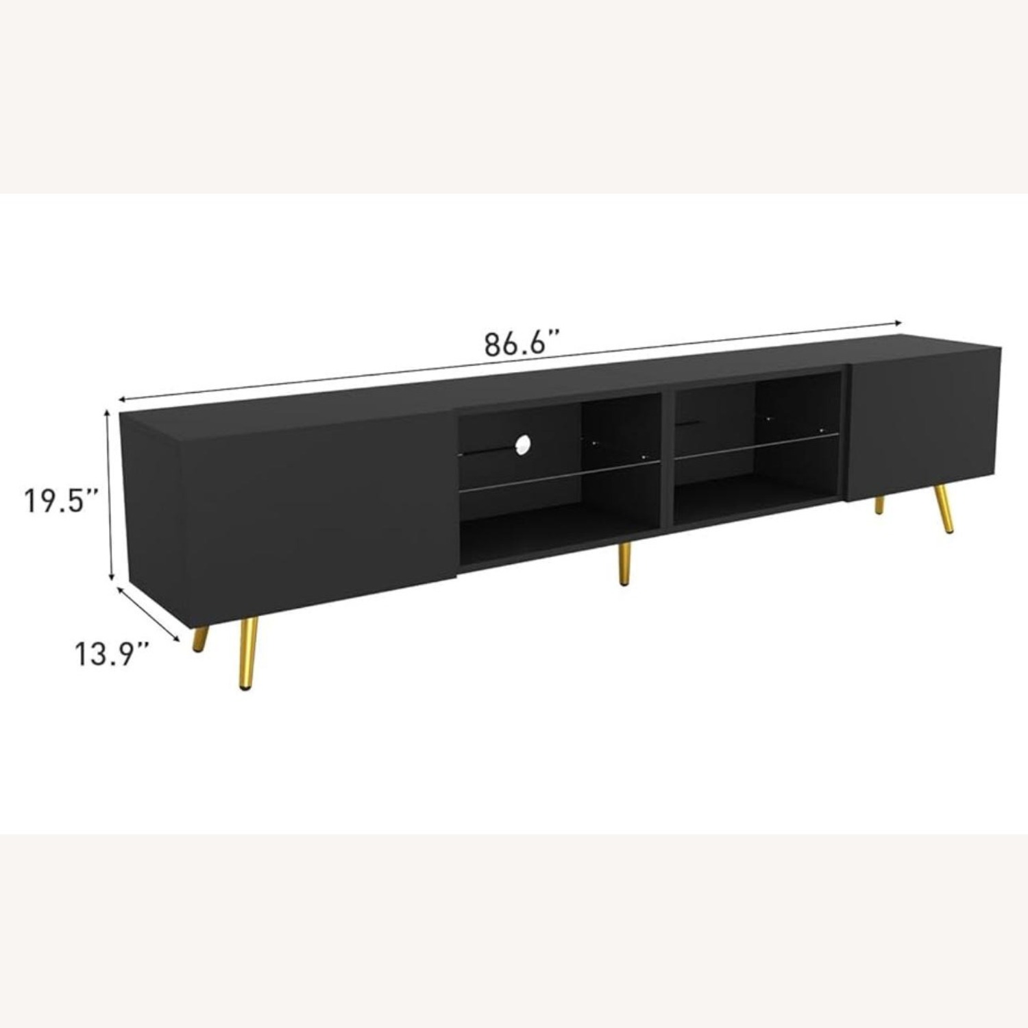 Modern 86" TV Stand with LED Lights & Storage - image-5