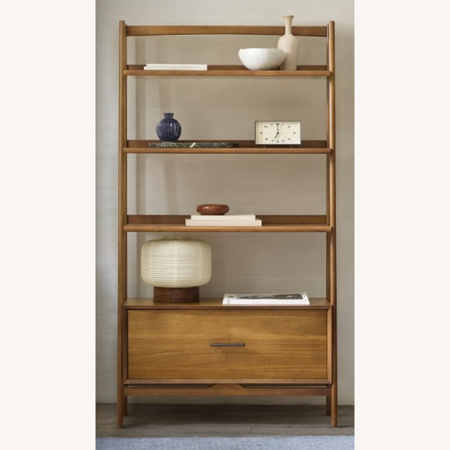 West Elm 36" Mid-Century Style Bookshelf W Drawer - image-2
