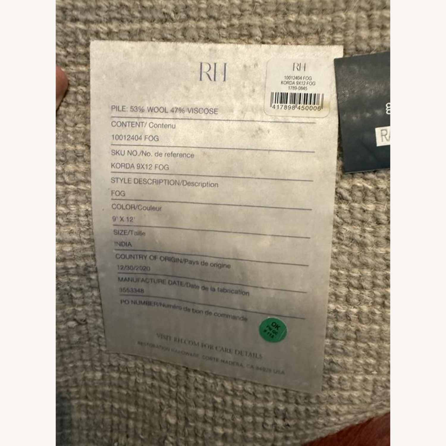 RH Korda Fog Grey Rug - image-4