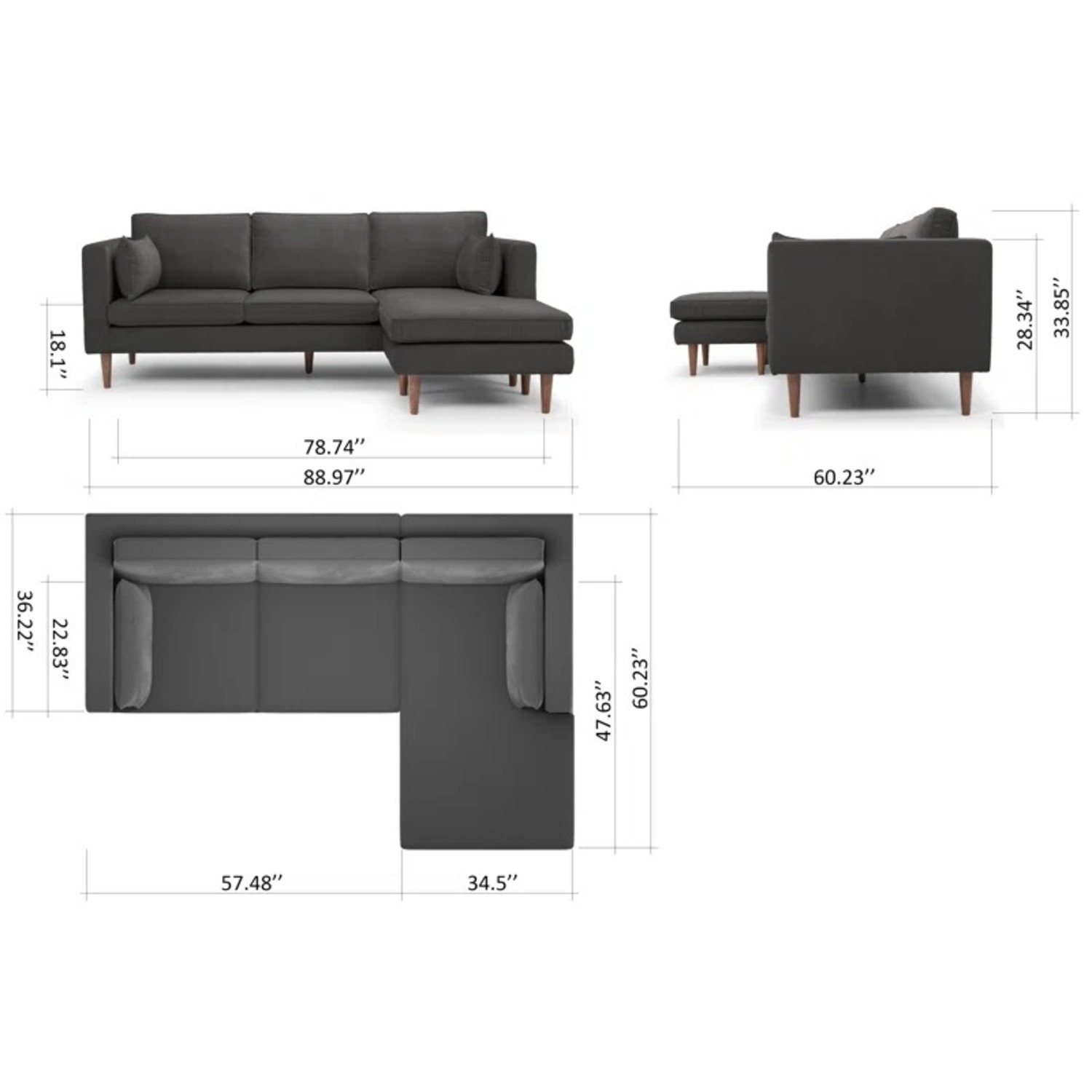 Aaron 88.98" Wide Sofa & Chaise by AllModern - image-2