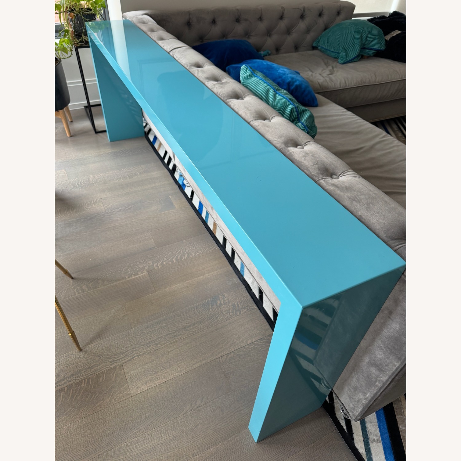 Custom Teal Lacquer Console - image-2