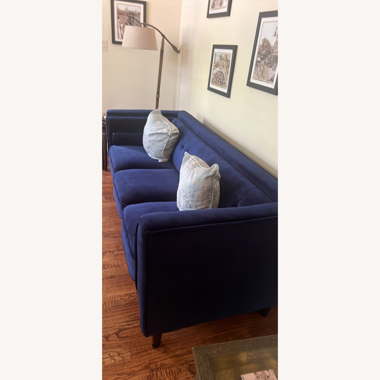 3 Seater Couch in Dark Navy Velvet - image-4