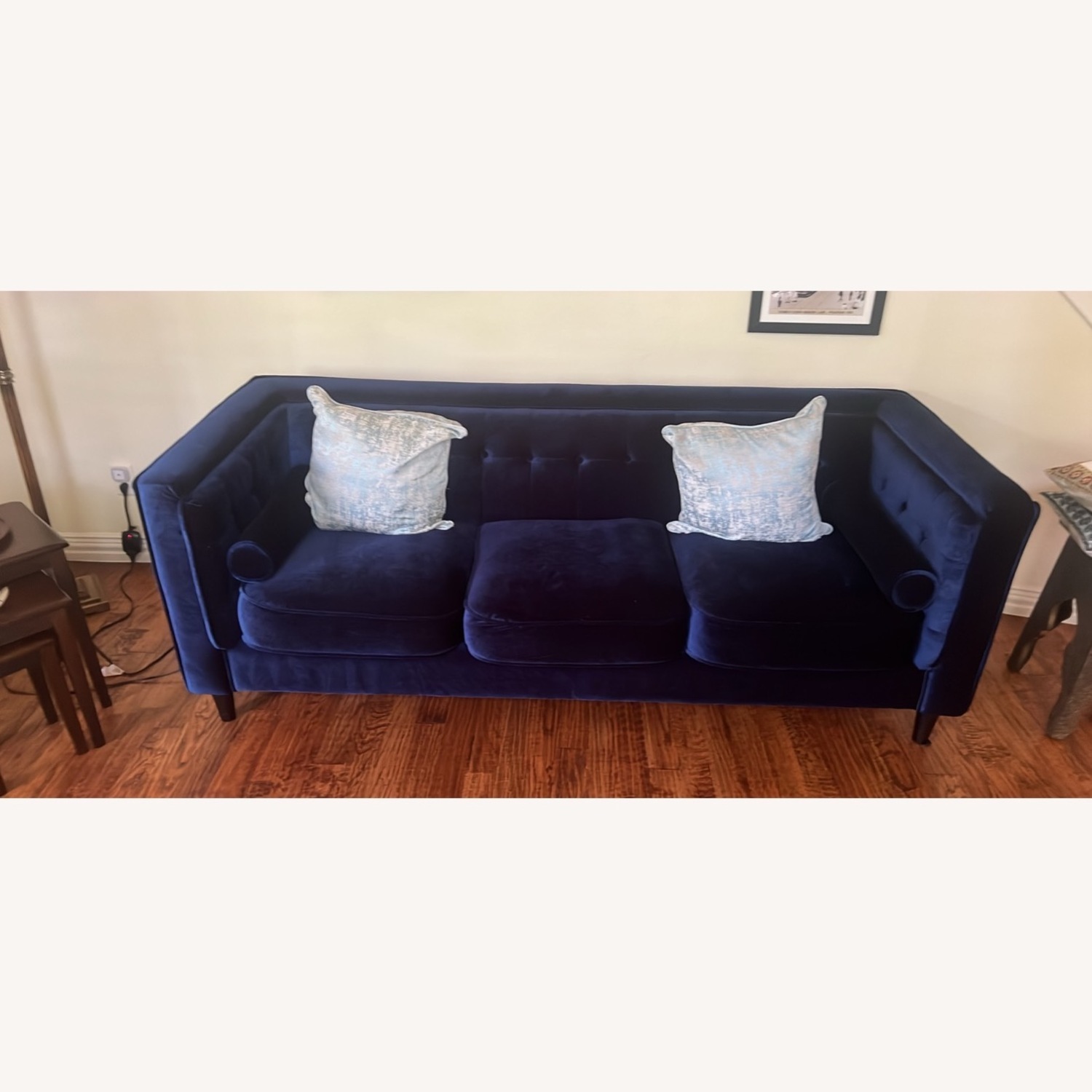 3 Seater Couch in Dark Navy Velvet - image-1