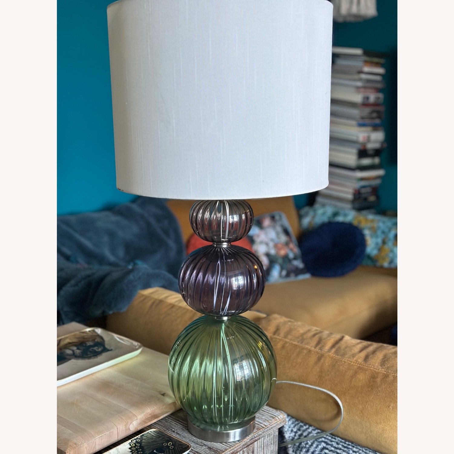 Anthropologie Tri-Color Glass Table Lamp - image-3
