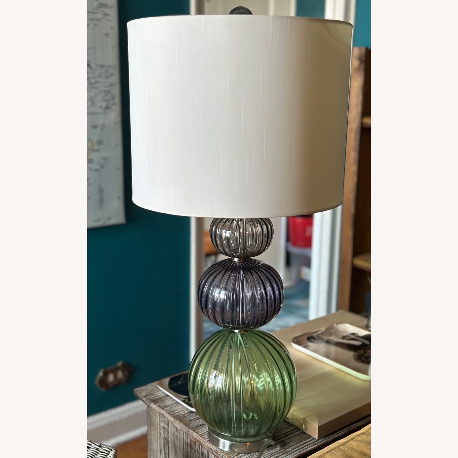 Anthropologie Tri-Color Glass Table Lamp - image-2