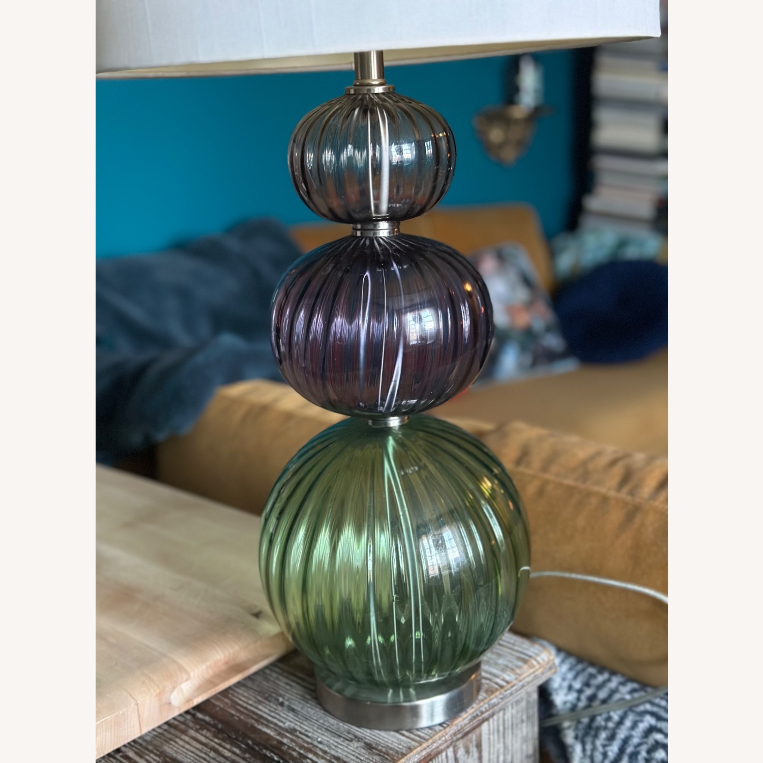 Anthropologie Tri-Color Glass Table Lamp - image-5