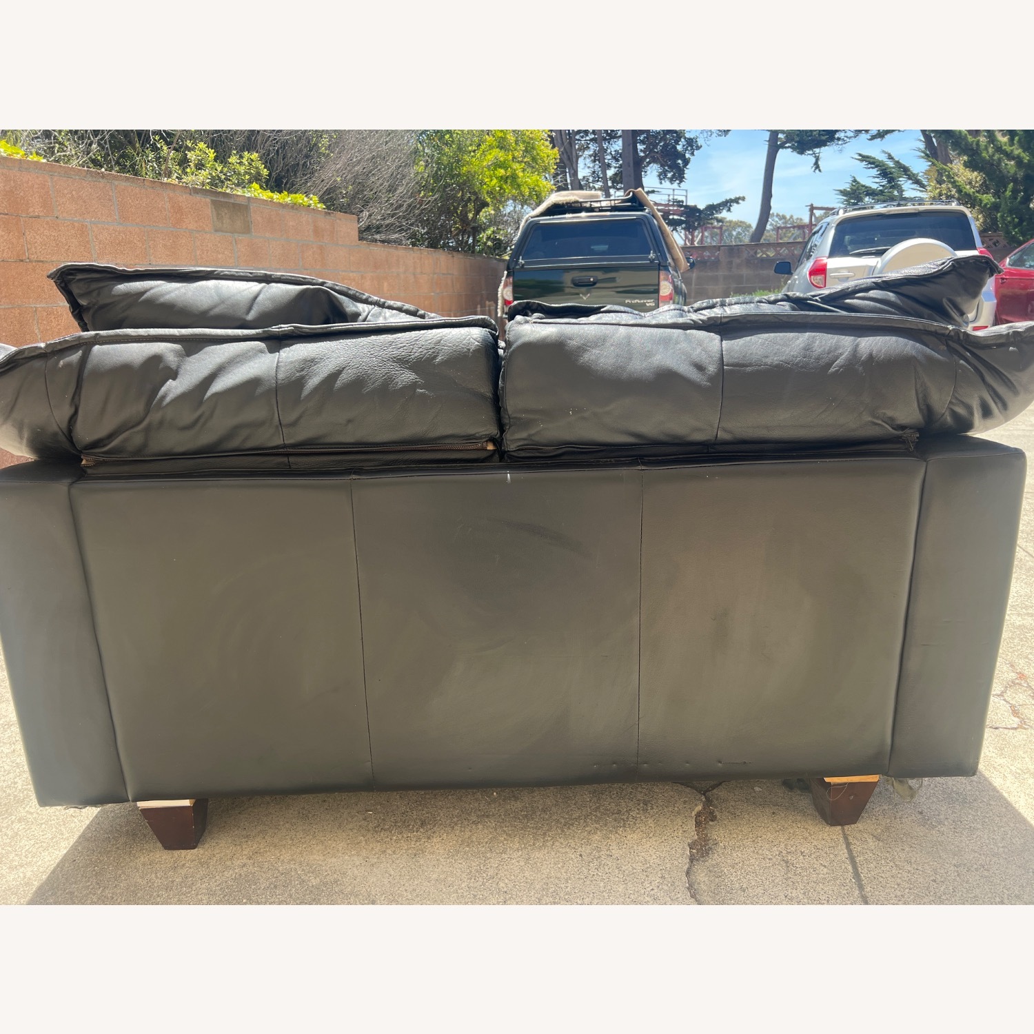 2 Seat Leather Black Sofa  - image-7