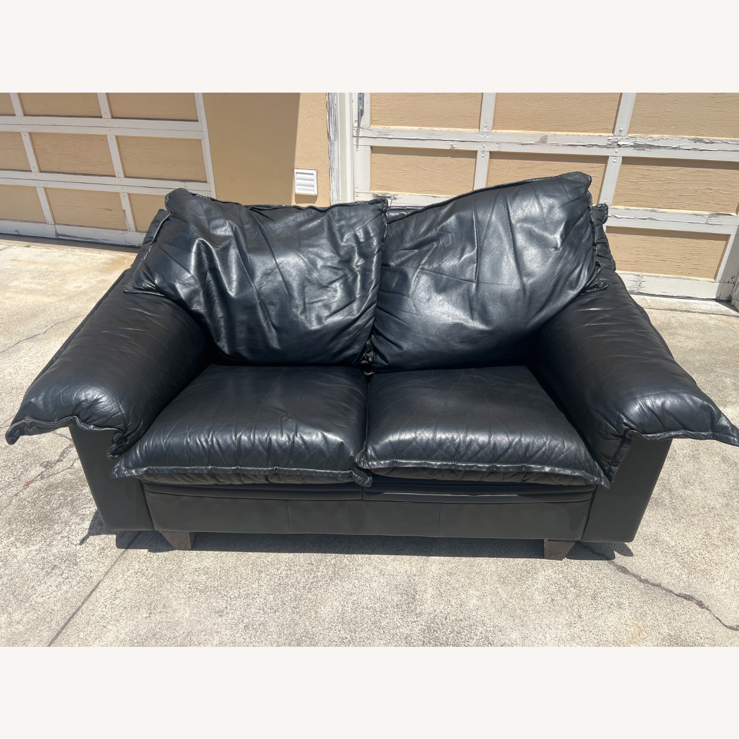 2 Seat Leather Black Sofa  - image-1