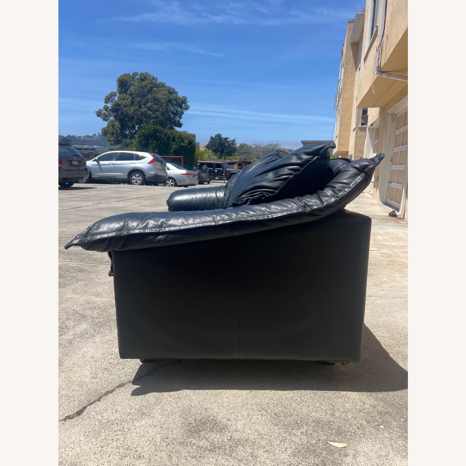 2 Seat Leather Black Sofa  - image-4