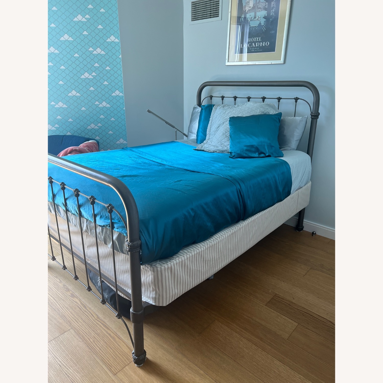 Antique Hudson Valley Grey Metal High Bed - image-3