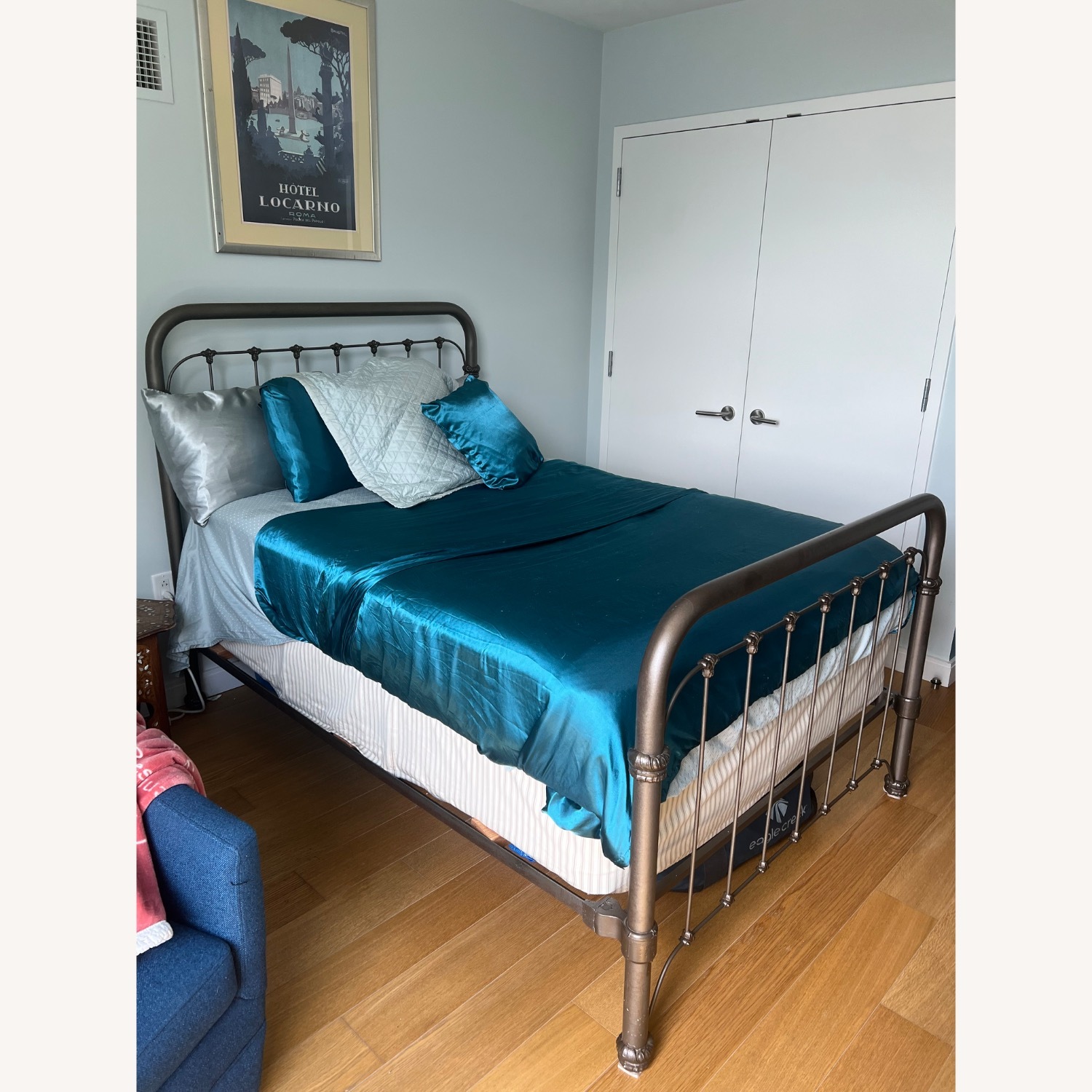 Antique Hudson Valley Grey Metal High Bed - image-2