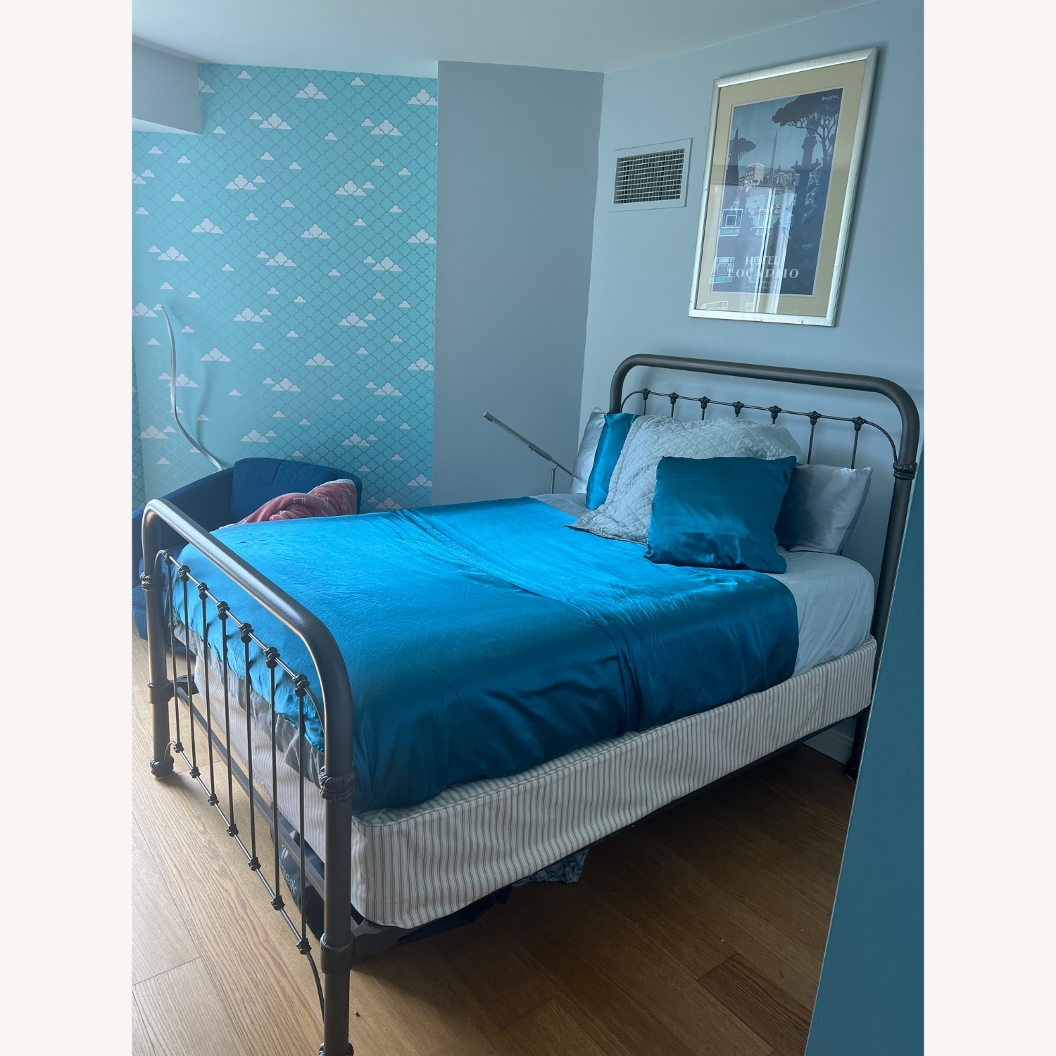 Antique Hudson Valley Grey Metal High Bed - image-1