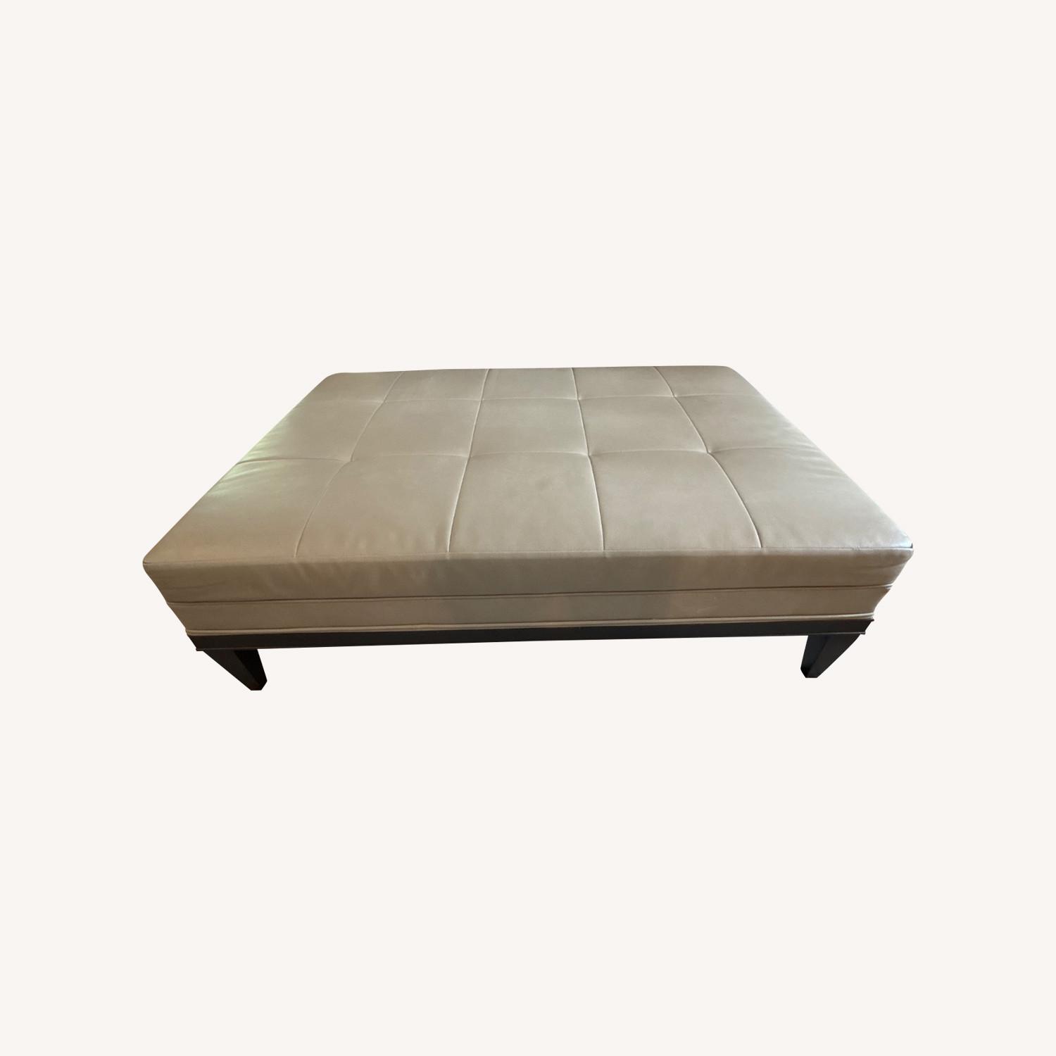 Kravet Radcliffe Ottoman Greige Faux Leather - image-0