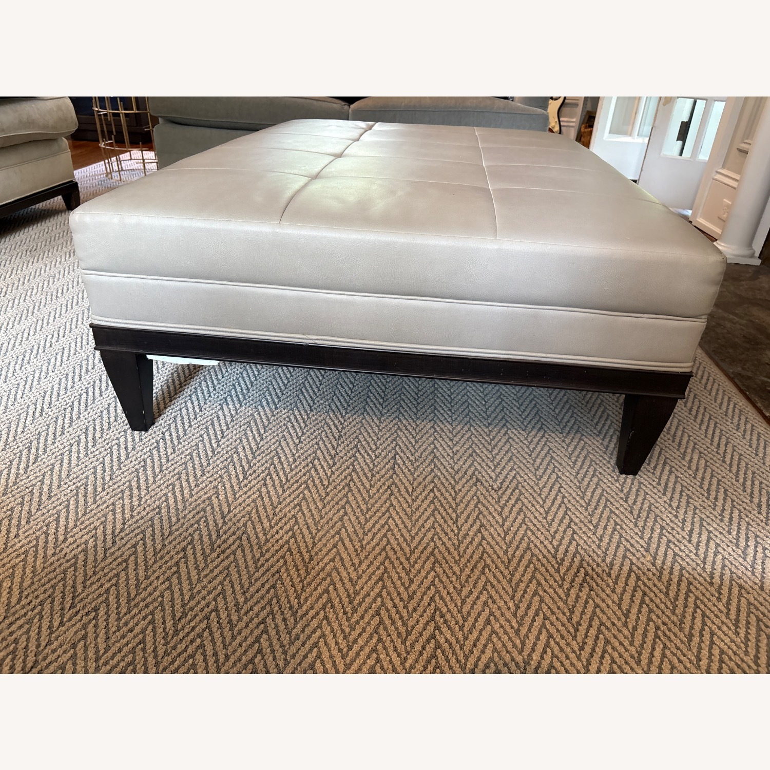 Kravet Radcliffe Ottoman Greige Faux Leather - image-3