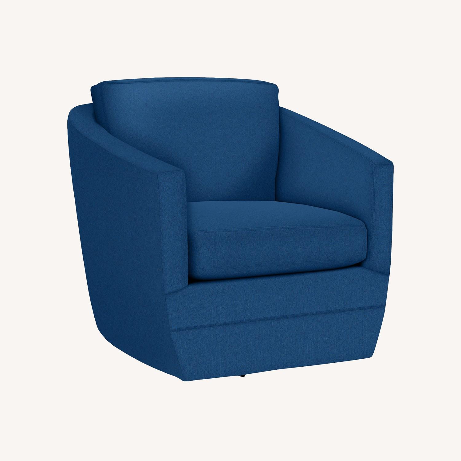 Room & Board Blue Boucle Swivel Chair - image-0