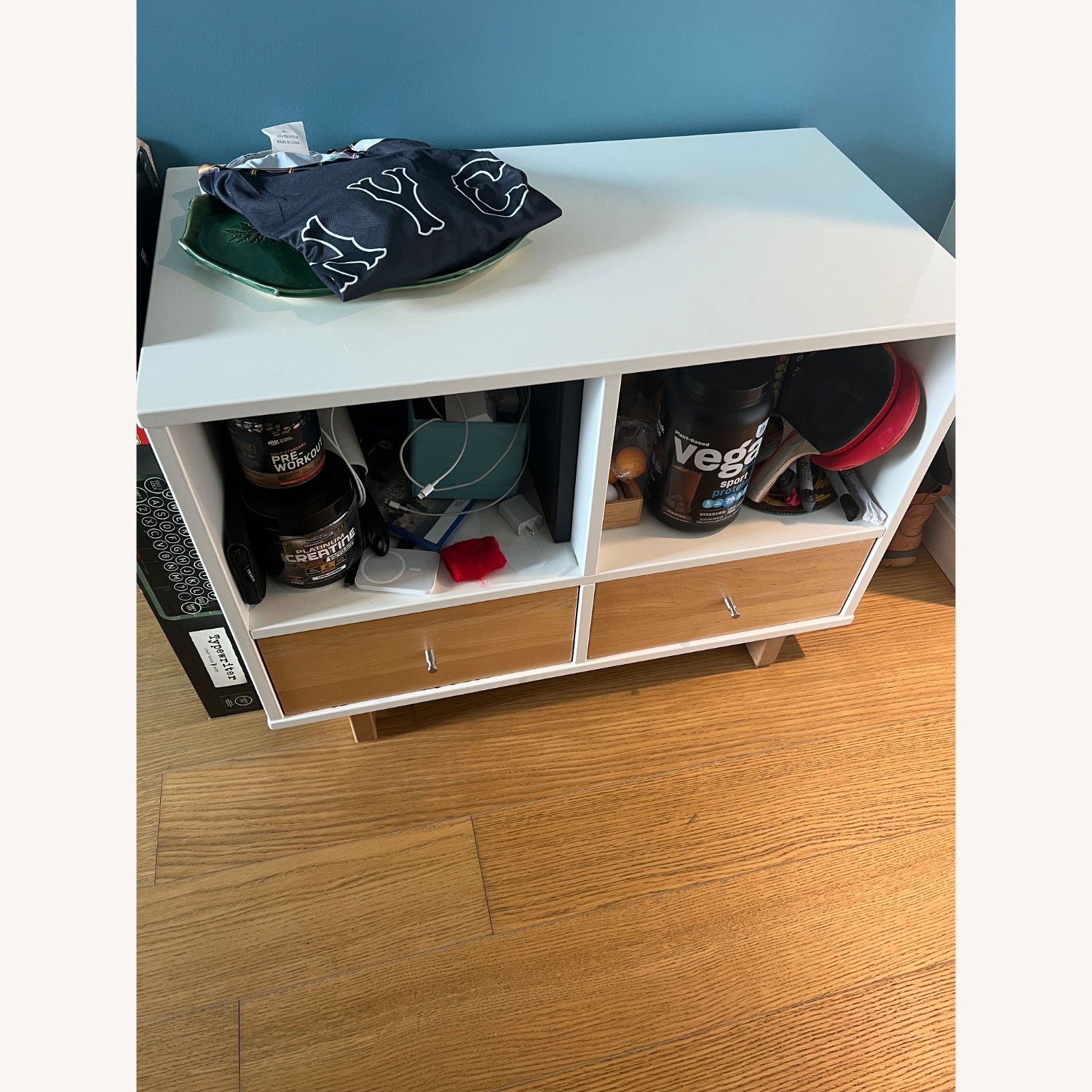 ABC Carpet and Home White Lacquer + Light Wood Large Side Table - image-6