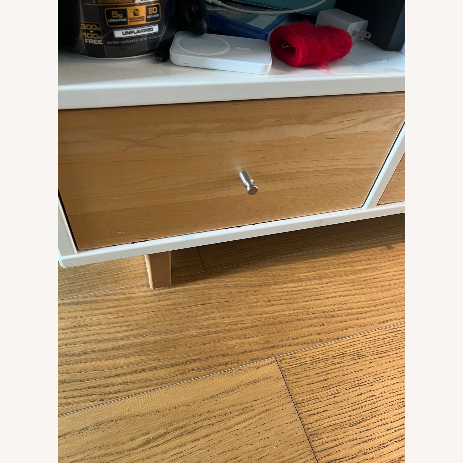 ABC Carpet and Home White Lacquer + Light Wood Large Side Table - image-5