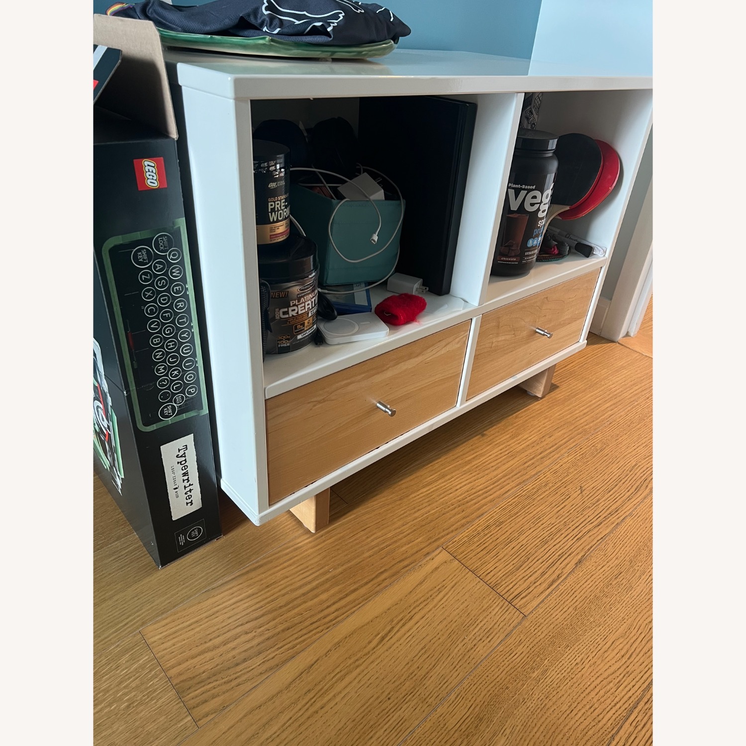 ABC Carpet and Home White Lacquer + Light Wood Large Side Table - image-1