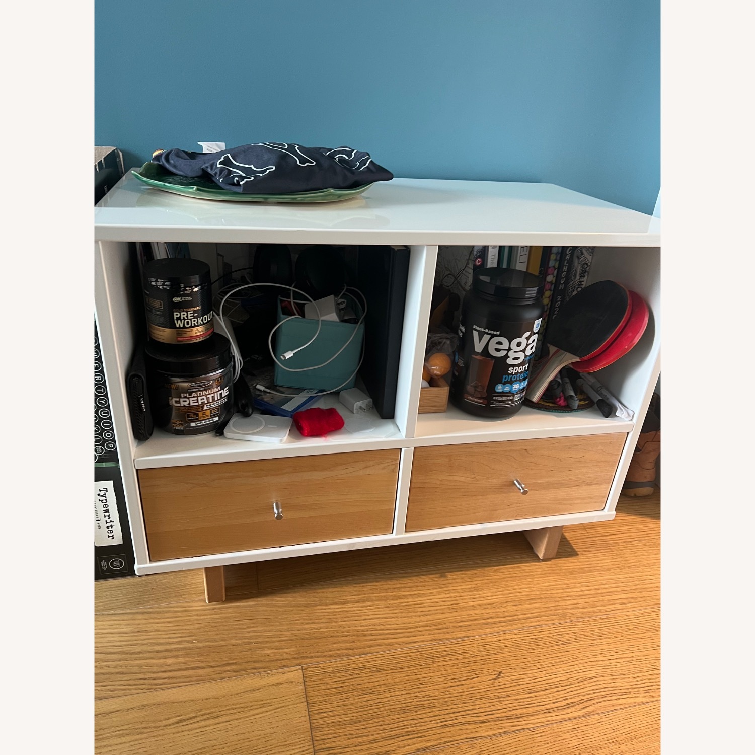 ABC Carpet and Home White Lacquer + Light Wood Large Side Table - image-0