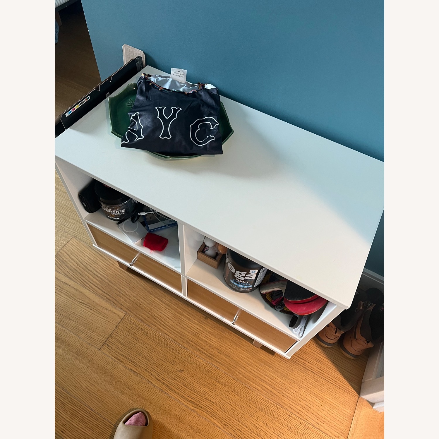 ABC Carpet and Home White Lacquer + Light Wood Large Side Table - image-3