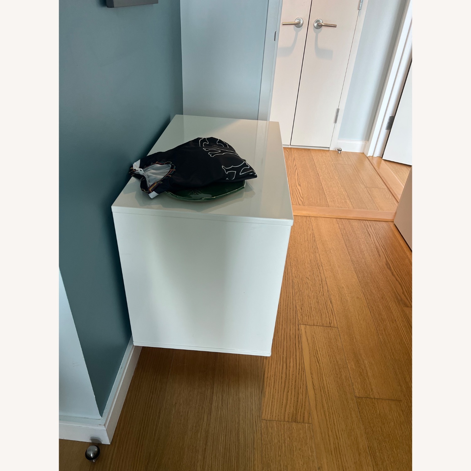 ABC Carpet and Home White Lacquer + Light Wood Large Side Table - image-2